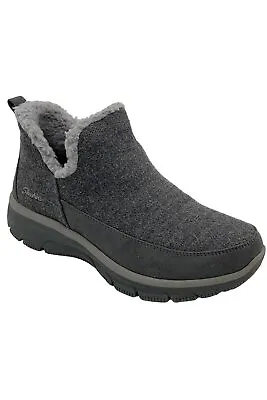 Skechers Relaxed Fit Faux Fur Wool Ankle Boots Easy Going Charcoal • $37.99