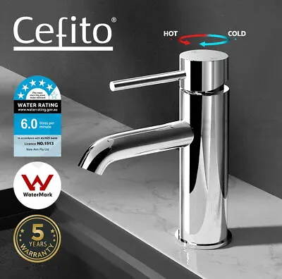 Cefito Basin Mixer Tap Bathroom Taps Laundry Faucet Sink Swivel Silver • $49.95