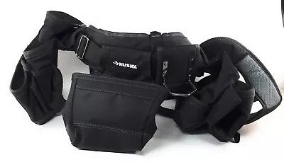 Husky Work Tool Belt Framer's Suspension Rig Suspenders 3-Bag 17 Pocket Black • $69.88