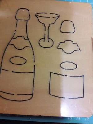 £14 • Buy Wooden Die Cutter Wine Bottle And Glass New Wrapped