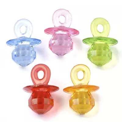 500 G Pacifier Dummy Faceted Transparent Acrylic Pendants Charms Mixed 38x27mm • $23.91