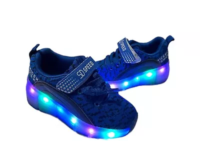 Kids Roller Skate Shoes With Single Wheel Shoes Sport Sneaker LED Size 30(13) • £27.35