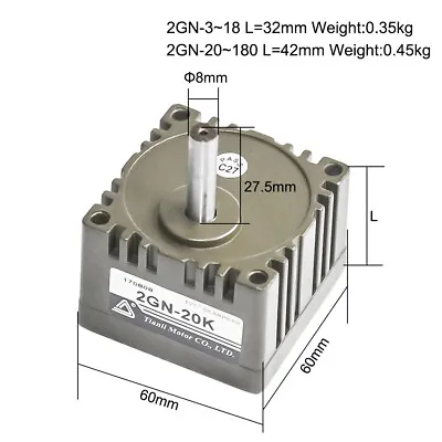 2GN Gearbox Speed Reducer 8mm Output Shaft For Induction AC Motor 110V 220V 6W • $41.89