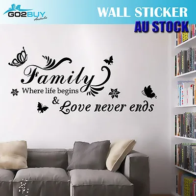 $6.99 • Buy Wall Stickers Removable Family Love Never Ends Living Room Decal Art Decor