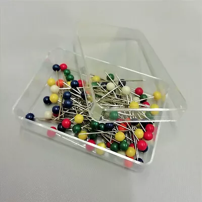 COLOURED HEAD PINS Plastic Glass Silk Small Or Bulk Boxes Dressmaking Craft • £2.95