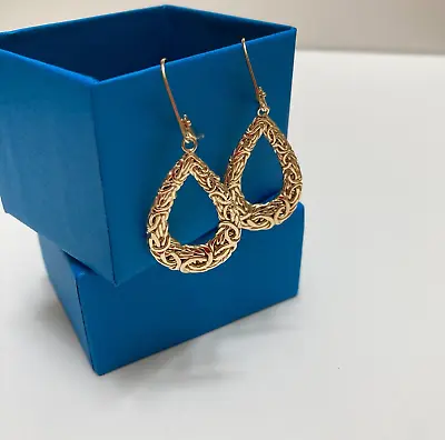NEW JTV Womens 18k Yellow Gold Over Sterling Silver Byzantine Teardrop Earrings • $79.99