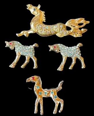 Vintage Horse Figural Brooch Pin Lot Rhinestones  • $34.99