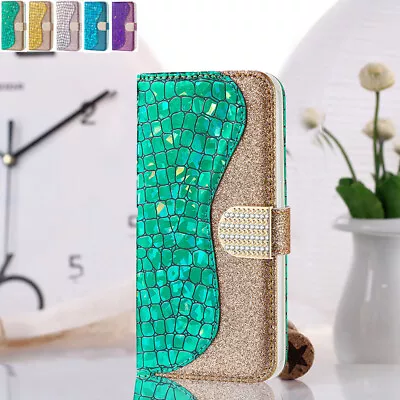 $14.89 • Buy For Samsung S8 S21 A52 A51 A21S Magnetic Leather Glitter Wallet Stand Case Cover