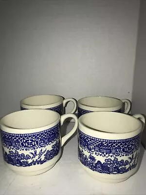 4 BLUE WILLOW Tea Coffee Cup Vintage USA  Mark EUC • $15