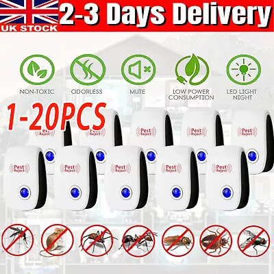 1~20X Electronic Ultrasonic Pest Reject Mosquito Cockroach Mouse Killer Repeller • £10.79