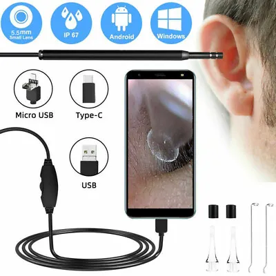 HD Ear Endoscope Otoscope LED Camera Tool Cleaning Wax Pick Cleaner Removal Kit • $11.29
