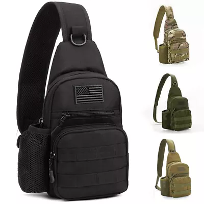 Men Backpack Tactical Sling Bag Chest Shoulder Fanny Pack Cross Body Molle Pouch • $14.99