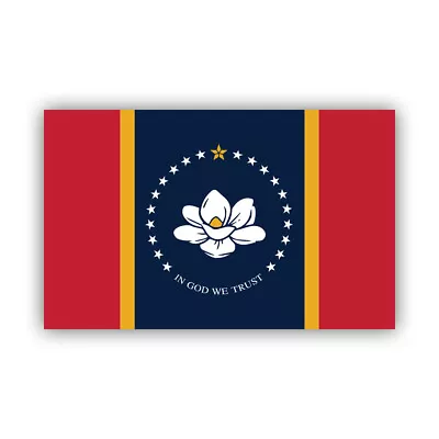 Mississippi Flag Sticker Decal - Weatherproof - White Magnolia Blossom • $34.99