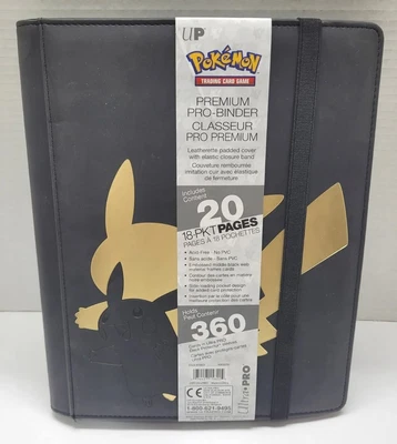 $37.97 • Buy Pokémon Ultra-Pro Premium Binder PIKACHU Black / Gold Leatherette **NEW**