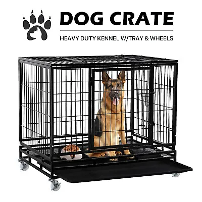 $141.15 • Buy 36  42  48  Pet Dog Crate Heavy Duty Metal Dog Cage Kennel Playpen For Training