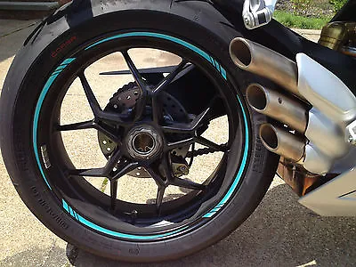 Turquoise Teal Motorcycle Car Rim Stripes Wheel Tape Decal Stickers Vinyl Kit • $13.47