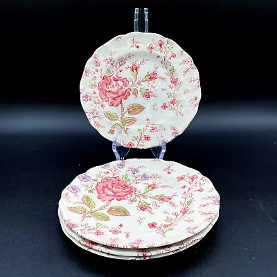 Johnson Brothers Rose Chintz Set Of 4 Dessert/Bread Plates Pink Mark Flower EUC • $24.95