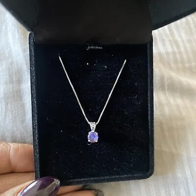 White Gold 0.50ct Real Tanzanite Necklace • £110