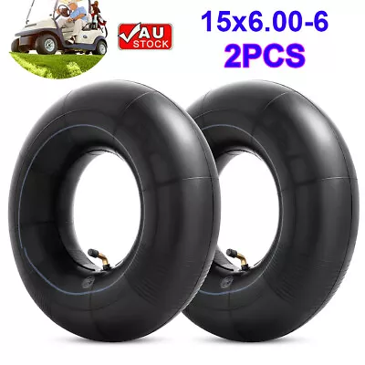 2x Ride On Mower Tire 15x6.00-6 Air Pneumatic Tyre 15x6-6 Bent Valve Inner Tube • $19.79