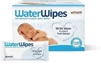 WaterWipes Baby Wipes Sensitive Newborn Skin 99.9% Water - 120 To 720 Wipes • £11.97