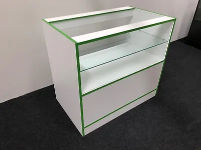  Shop Counter White Counter Till Counter Glass Counter Glass Shelf Display Unit • £340