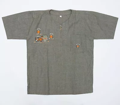 Vintage Embroidered Tunic Top Shirt L 42  Chest Mens South Western Aztec • £19.98