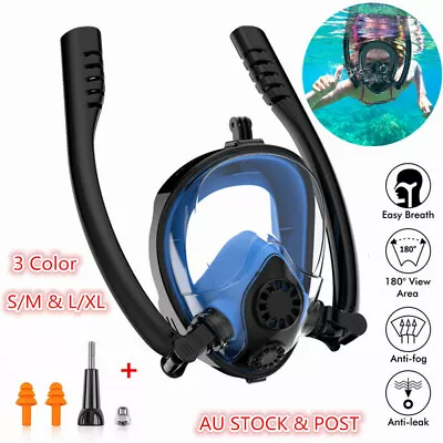 $57.99 • Buy Full Face Snorkeling Mask Scuba Diving Swimming Snorkel Breather Pipe 180° VIEW