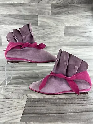 VTG Paul Mayer Boots Womens Pink Suede Vera Pelle Snap Vero Cuoio Italy NWOB • $94.51