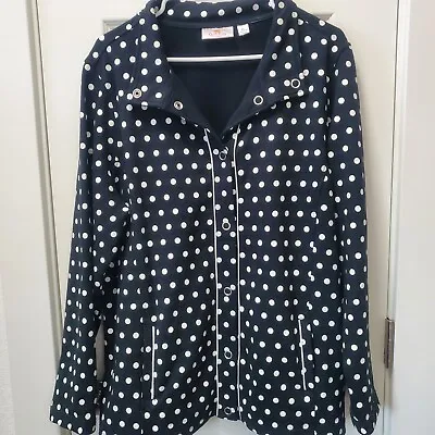 Quacker Factory Polka Dot Stretch Jacket Size XLarge Black Snap LIGHTWEIGHT XL • $22