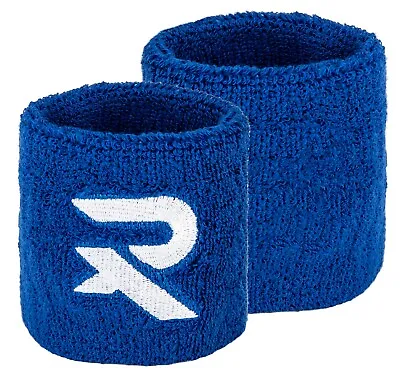 Sports Wrist Sweatbands X 2 Blue Cotton Wristbands Squash Tennis 80s Fitness • £6.79