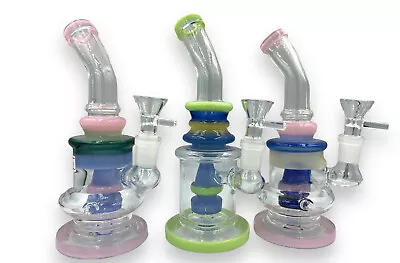 8'' Smoking Hookah Water Pipe Heavy Glass Bong Bubbler Shisha Pyramid Perc Color • $29.99