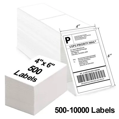 500-10000 Fanfold 4  X 6  Direct Thermal Address Shipping Labels For Zebra Rollo • $69.91