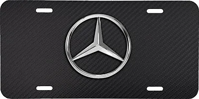 Mercedes Logo With Carbon Fiber Look Vehicle License Plate Auto Car Front Tag • $19.95