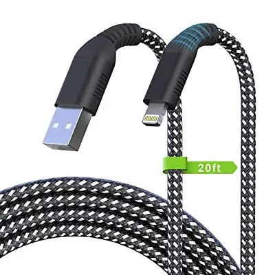 $26.12 • Buy Long IPhone Charger Cord,20FT/6M Lightning Cable [Apple MFi Certified] Nylon ...