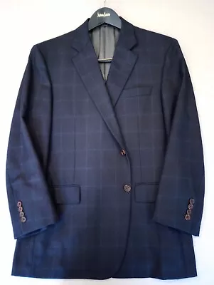 Brooks Brothers 1818 Madison Sport Coat Wool Cashmere Full Canvas Navy Plaid 44S • $49.19