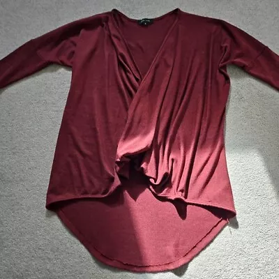 Ladies NEW LOOK 3/4 Sleeve Relaxed Fit Maroon Top Size: 6  • £6.99