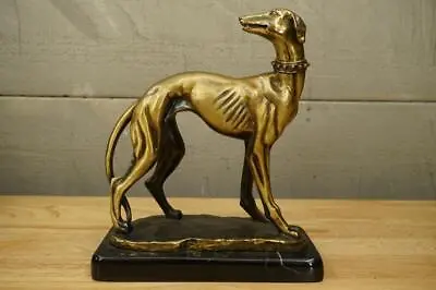 £245.68 • Buy Vintage Estate Brass Bronze Metal Greyhound Dog Figurine Sculpture Marble Base