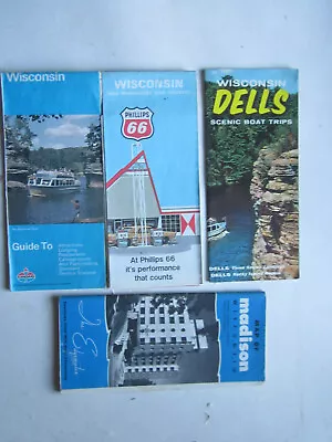 1970s  Wisconsin Maps Dells And Madison Pamphlets Lot Of 4 • $10