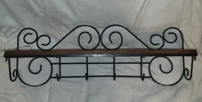 Vtg Homco Home Interiors Large  Black Bakers Wall Shelf Metal Wood • $45