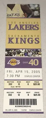 4/15/05 Ticket Stub KOBE Bryant Misses Lakers Game Vanessa B Ectopic Pregnancy • $74.99