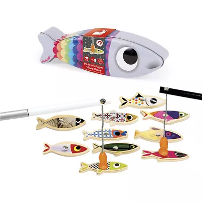 Janod Sardine Fishing Game - Magnetic Fishing Rod Retro Kid's Game In Tin  • £19.15