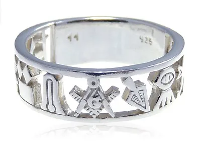 £39.99 • Buy Sterling Silver Masonic Band Ring & Gift Box