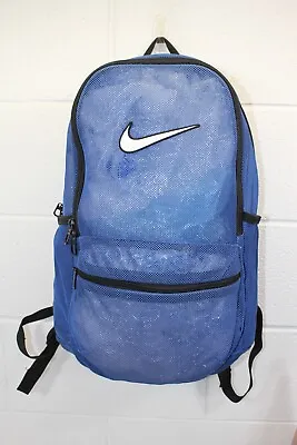 GENUINE Nike ALL MESH C Thru Netted Backpack BLUE School Gym Work See Through! • $14.97