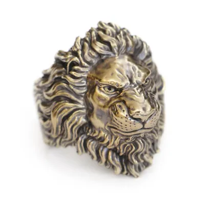 LINSION Brass Angry Lion Ring Mens Biker Punk Ring BR383A US Size 11.5 • $29