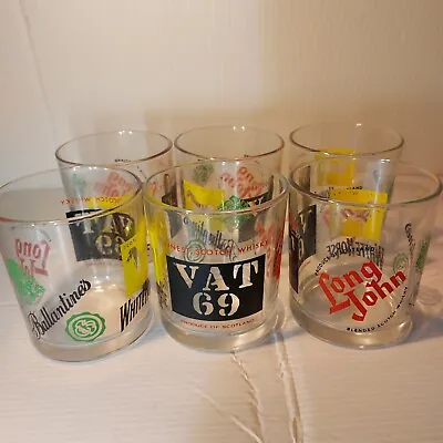 £22.40 • Buy Vintage 220ml Whiskey Glasses VAT 69, Red Haig Ballantines, And Long John Design