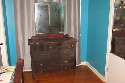 Antique Oak Serpentine Dresser Cabinet Dovetailed Barn Find #2312 • $300
