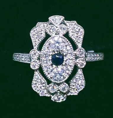 14k Sapphire And Diamond Ring -  Size 6  - Antique Style - New ! • $918.15