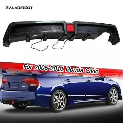 Rear Bumper Diffuser W/LED For 06-11 Honda Civic 4dr Mugen RR Carbon Fiber Style • $185.07