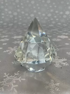 Vintage 4” Diamond Cut Faceted Crystal Paperweight  • $16