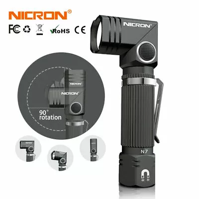 LED Flashlight NICRON N7 600 Lumens 90° Angle Head Rotation-NO Battery Included • $17.95